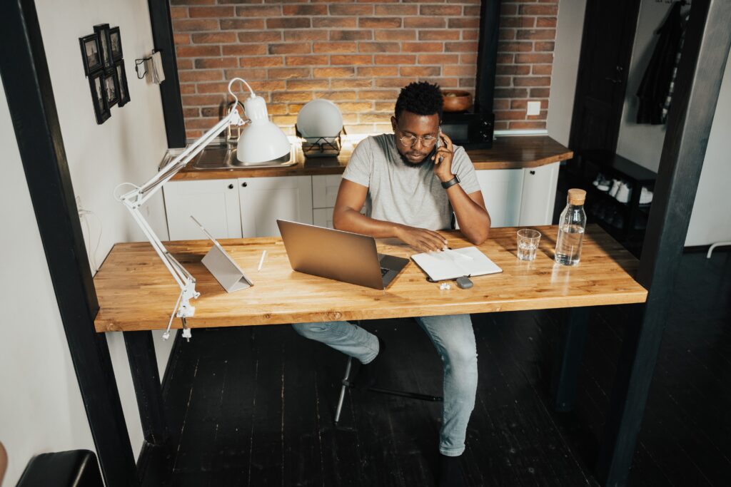 Man working from his home office